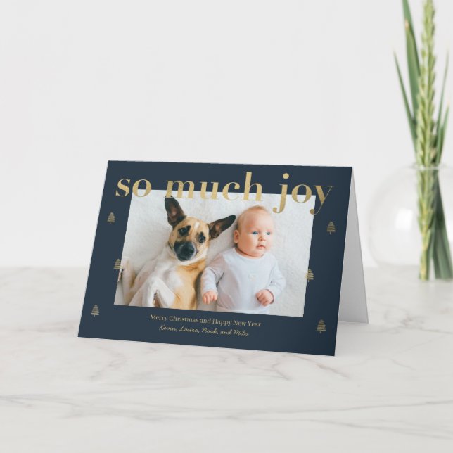So Much Joy Modern Folded Holiday Card (Front)
