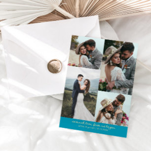 So Much Love Elegant Wedding Photo Aqua Blue Thank You Card