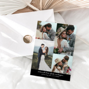 So Much Love Elegant Wedding Photo Black Thank You Card