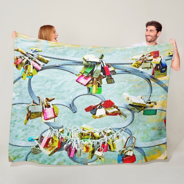 So much love! Love locks for eternal love Fleece Blanket (In Situ)
