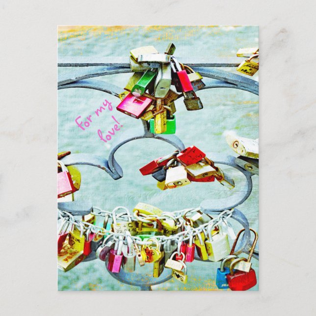 So much love! Love locks for eternal love  Postcard (Front)