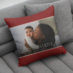 So Much Love Modern Typography Custom Colour Photo Throw Pillow<br><div class="desc">This stylish photo pillow features modern typography reading, "So Much Love" in ivory, along with a photo frame in ivory and a dark gradient overlay toward the bottom of the photo template (allows the text to stand out). Easy to personalize with your own photo and text. The background colour (shown...</div>