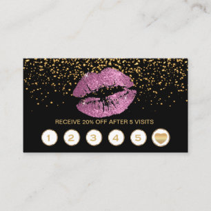 So Pink Glitter Lips Loyalty Cards on Black