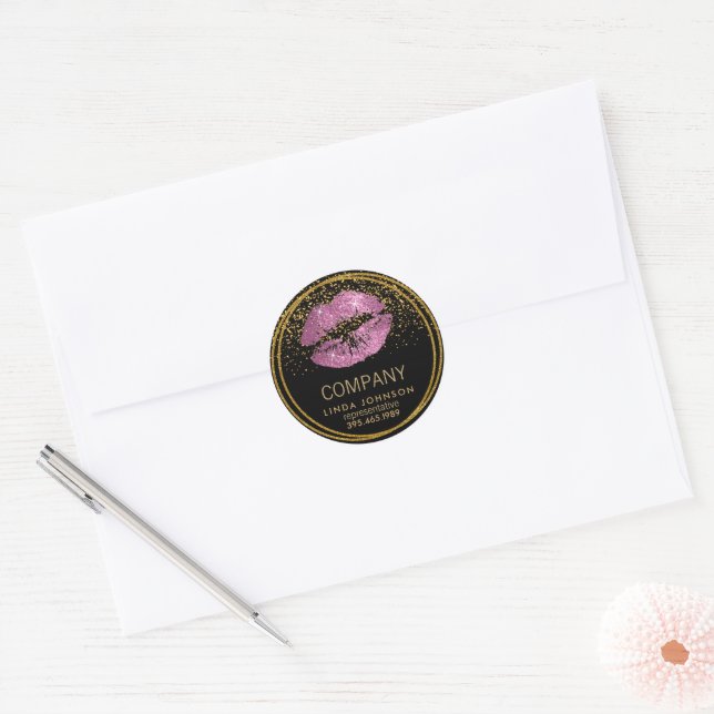 So Pink Glitter Lips - Representative Classic Round Sticker (Envelope)