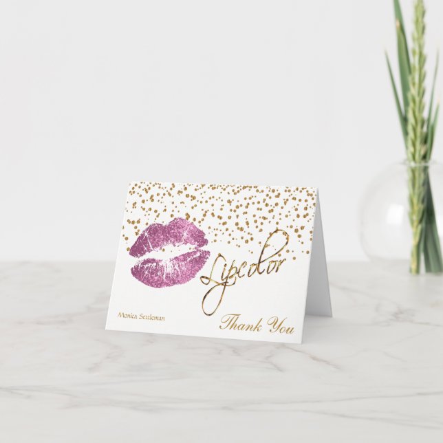 So Pink Lips on White Thank You Card (Front)