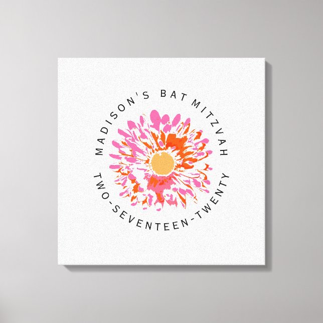 SO PRETTY Bat Mitzvah Sign In Memory Board (Front)