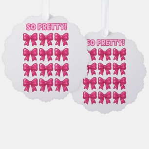 So Pretty Pink Bows Girly Coquette Aesthetic Ornament Card