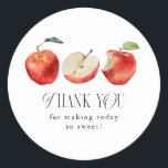 So Sweet Apple Bridal Shower Favour   Classic Round Sticker<br><div class="desc">Rustic and modern favour sticker featuring watercolor illustration of apples.</div>