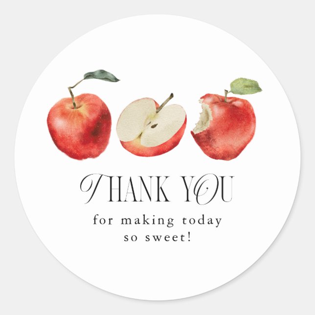 So Sweet Apple Bridal Shower Favour   Classic Round Sticker (Front)