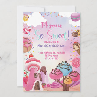 So Sweet Candy Birthday Sweet One Two Sweet Invitation