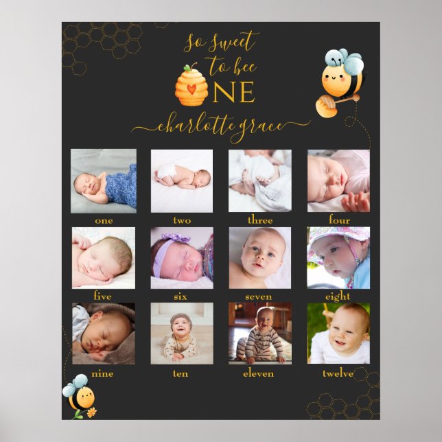 So Sweet to be One 12 mois Photo Collage Poster (Devant)