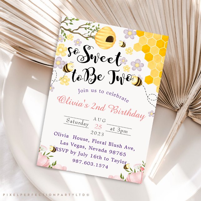 So Sweet To Be Two 2nd Birthday Invitation (Creator Uploaded)