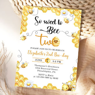 So Sweet To Bee 2nd Birthday Invitation