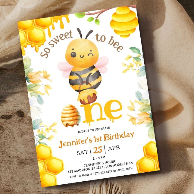 So Sweet To Bee One! 1st Birthday Girl Invite (Creator Uploaded)