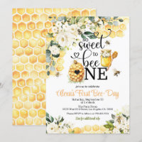 So Sweet to Bee One 1st Birthday Invitation