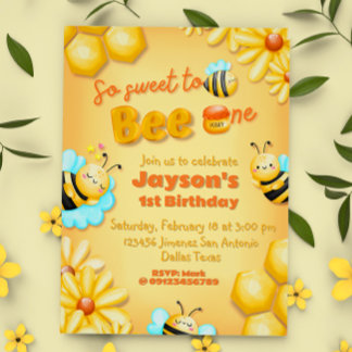 So Sweet to Bee One - 1st Birthday Invitation
