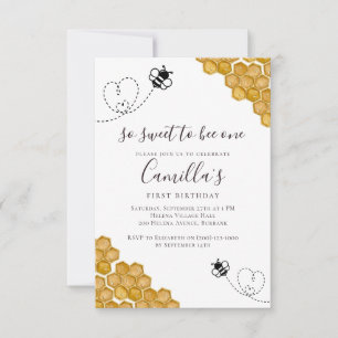 So Sweet to Bee One Birthday Party Invitation
