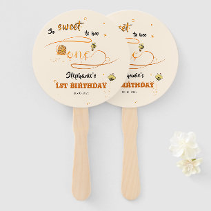 So Sweet To Bee One Cute Honey Bee 1st Birthday Hand Fan