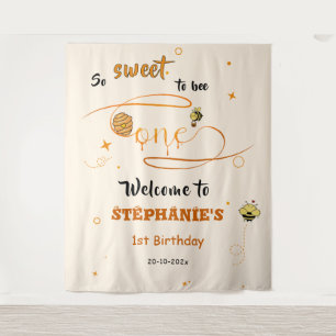 So Sweet To Bee One Cute Honey Bee 1st Birthday Tapestry