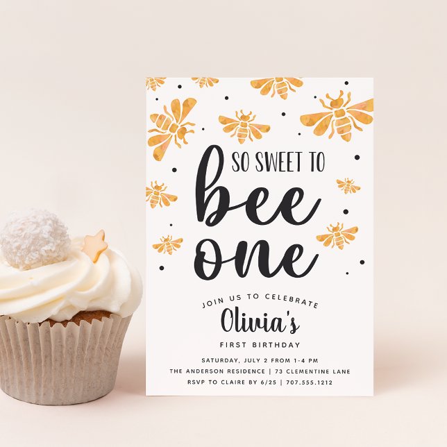 So Sweet To Bee One First Birthday Party Invitation (Creator Uploaded)