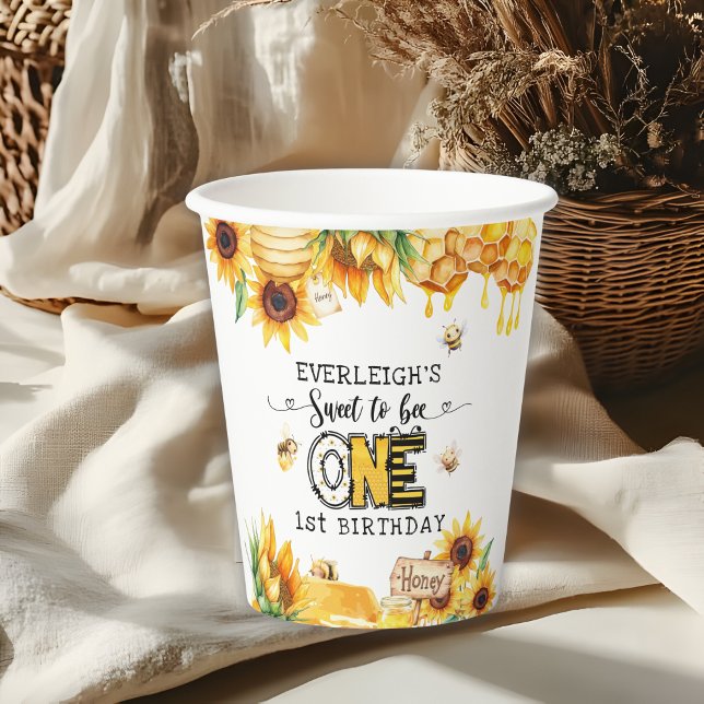 So sweet to bee one floral 1st birthday  paper cups (Creator Uploaded)