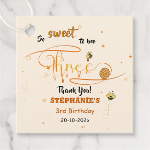 So Sweet To Bee Three Cute Honey Bee 3rd Birthday Favour Tags