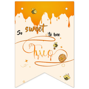 So Sweet To Bee Two Cute Honey Bee 2nd Birthday Bunting Flags