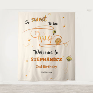 So Sweet To Bee Two Cute Honey Bee 2nd Birthday Tapestry