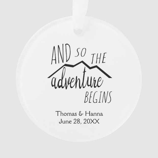 So The Adventure Begins Rustic Mountain Wedding Ornament (Front)