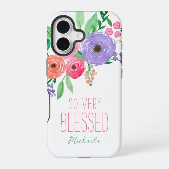 So Very Blessed Spring Floral iPhone 16 Case (Back)