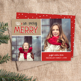 So Very Merry 2 Photo Collage Flat Holiday Card
