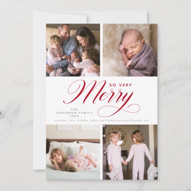 So Very Merry 4 Photo Christmas Holiday Card (Front)