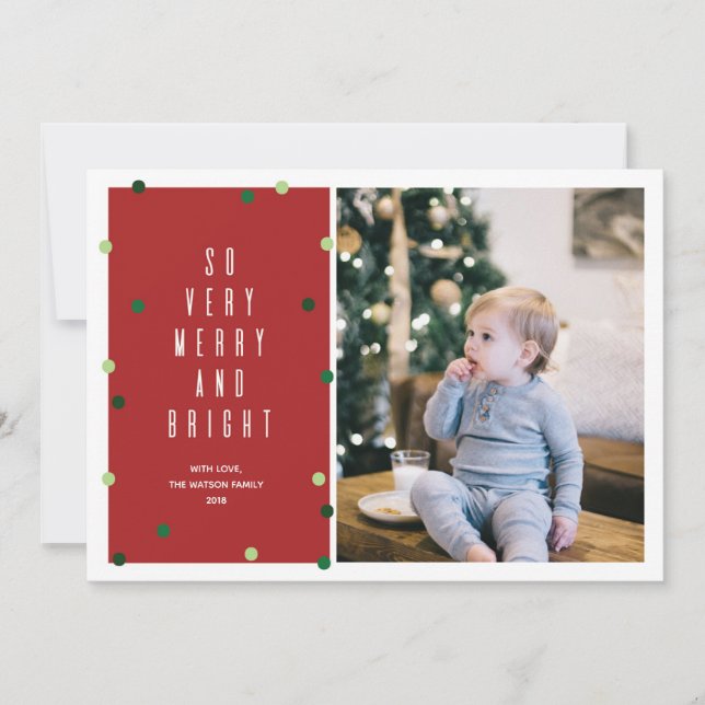 So Very Merry And Bright Editable Photo Holiday Card (Front)
