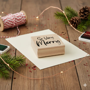 So Very Merry Festive Holiday Craft Rubber Stamp