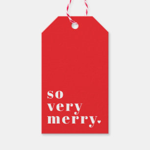 So Very Merry Modern Christmas on Red Gift Tags