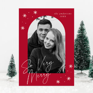 So Very Merry Red Arch Frame Photo Holiday Card
