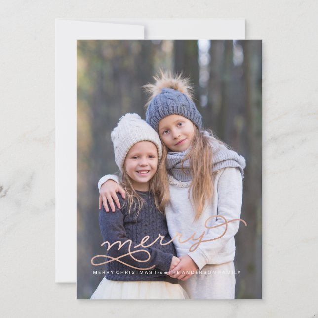 SO VERY MERRY ROSE GOLD Christmas Card (Front)