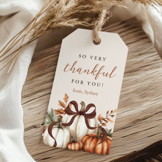 So Very Thankful For You Pumpkin Bow Gift Tag