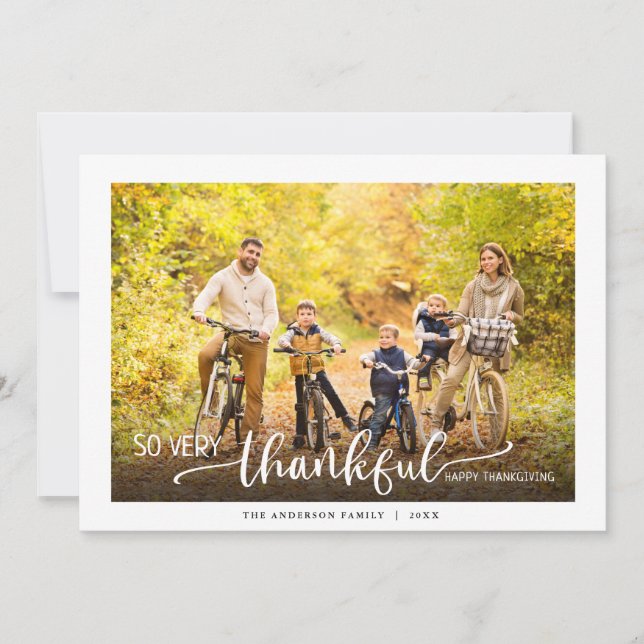So Very Thankful Thanksgiving Photo Holiday Card (Front)