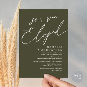 So, We Eloped Modern Romantic Wedding Dinner Party Invitation