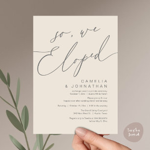 So, We Eloped Modern Romantic Wedding Dinner Party Invitation