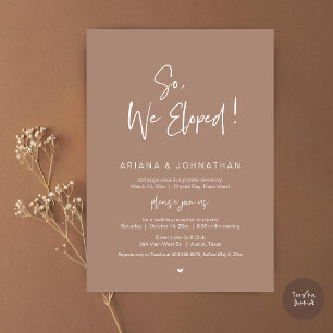 So, We Eloped, Modern Wedding Elopement Dinner Invitation