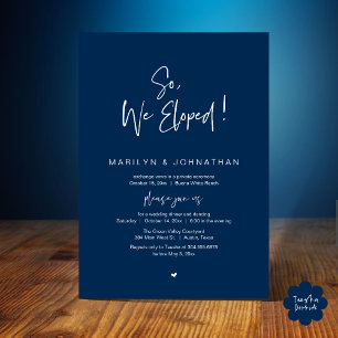 So, We Eloped, Modern Wedding Elopement Dinner Invitation