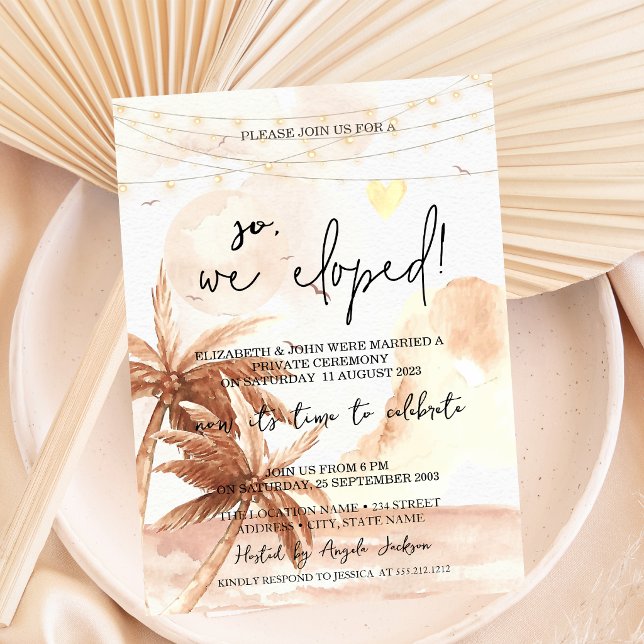 So We Eloped,Rustic Palms Wedding Elopement  Invitation (Creator Uploaded)