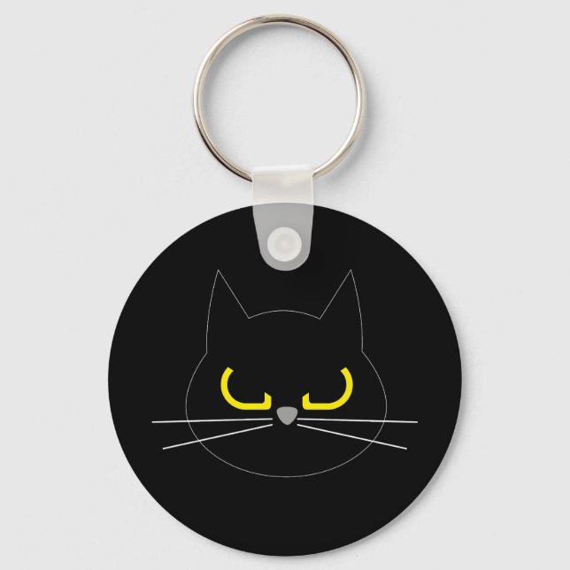 SO WHAT??? Funny Grumpy Black Cat Key Ring (Front)