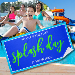 Soak Up the Fun Summer Splash Day Ultramarine Beach Towel