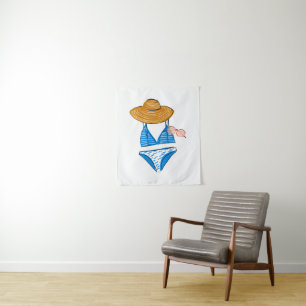 Soak up the Sun - Blue Swimsuit Tapestry