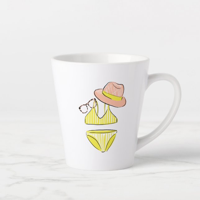 Soak up the Sun - Yellow Swimsuit Latte Mug (Right)
