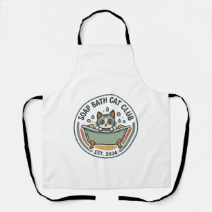 Soap Bath Cat POD Vector Art - Soap Bath Cat Club_ Apron