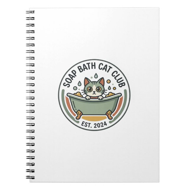 Soap Bath Cat POD Vector Art - Soap Bath Cat Club_ Notebook (Front)